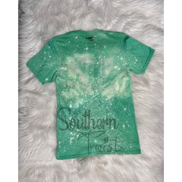 “Bad and Boozy” St. Patrick’s Day Bleached Sublimation Boyfriend Green - Picture 2 of 2